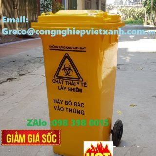 Thùng đựng rác thải lây nhiễm 120 lít màu vàng bệnh viện