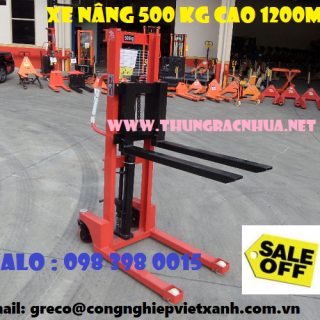 Xe nâng tay cao 500kg, xe nâng tay cao 1.2m giá rẻ tại Hồ Chí Minh