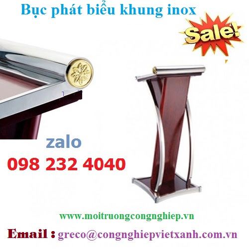 Bục phát biểu khung inox màu nâu đỏ