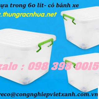 Thùng nhựa 60 lít KT: 60 x 44 x 32 cm có độ bền cao