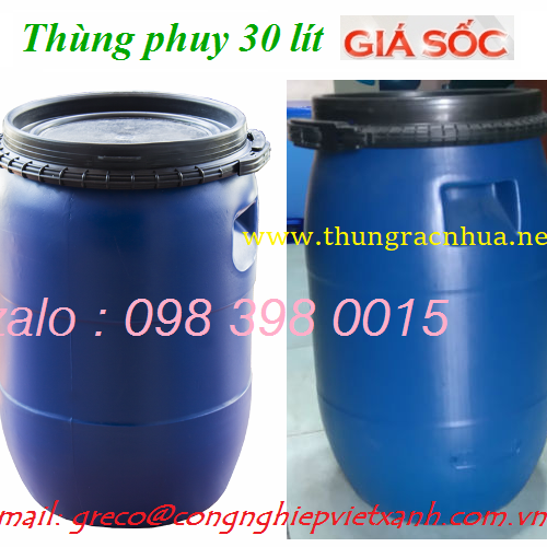 Thùng phuy 30 lít đựng sơn, thùng phuy nhựa 30 lít đựng phân bón