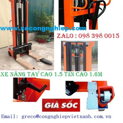 Xe nâng tay cao 2 tấn nâng 1m6