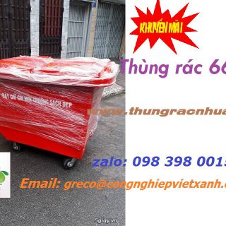 Thùng rác nhựa composite 660 lít – 3 bánh – 4 bánh