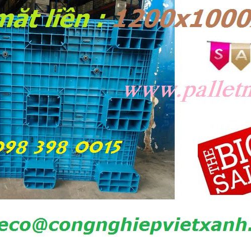 Pallet nhựa liền khối 9 chân 1200x1000x120 mm