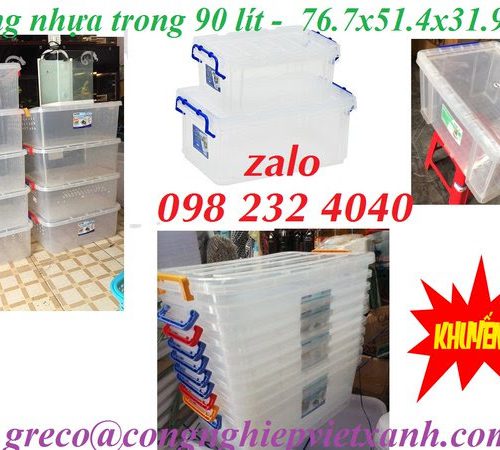 Thùng nhựa chữ nhật trong 90 lít